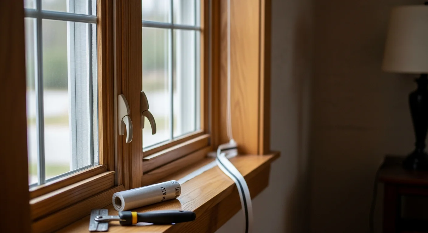 Window repair technician fixing a residential window