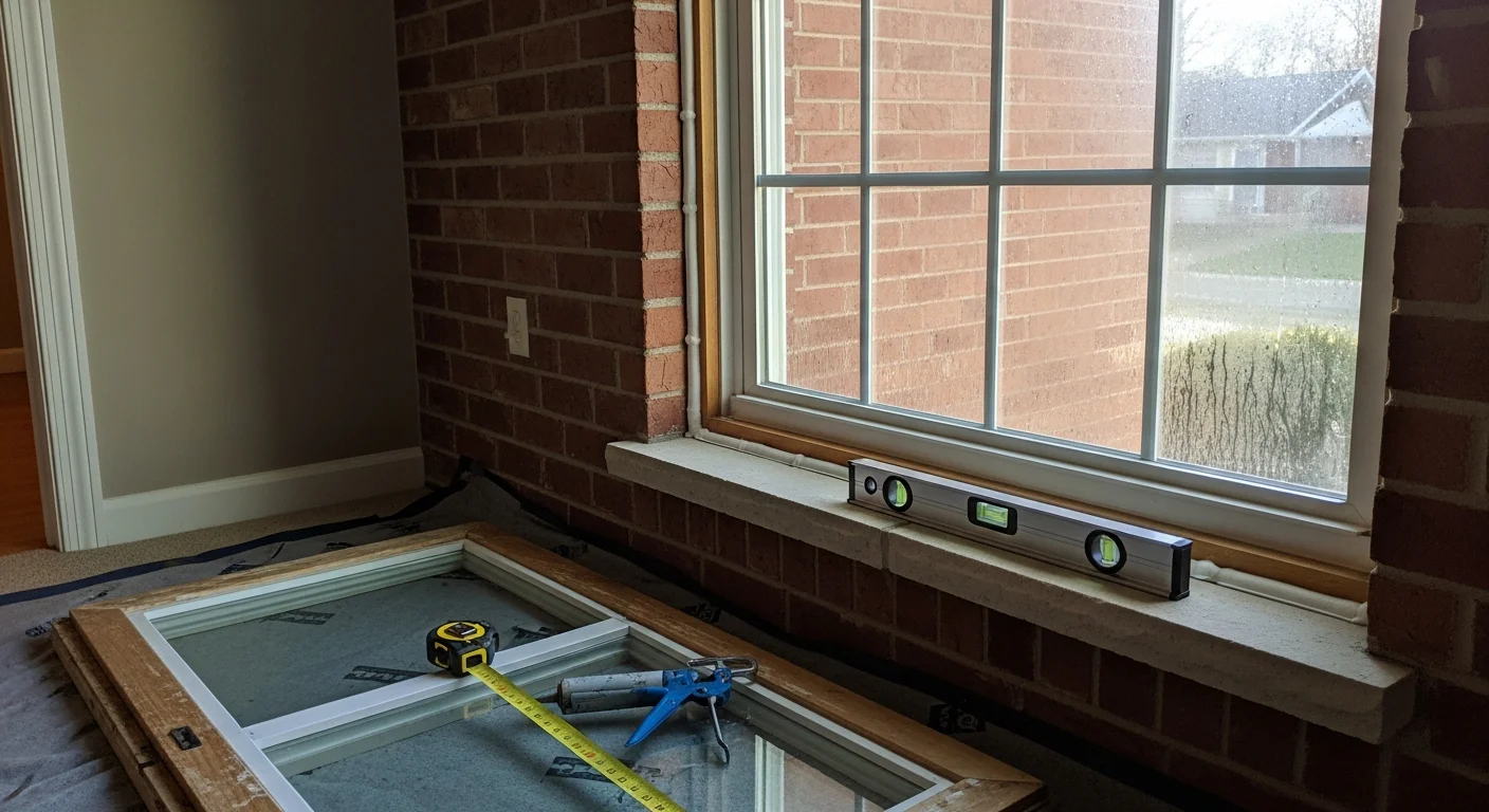 A newly installed single replacement window on the exterior of a residential home in O'Fallon, Missouri, with clean trim lines and a tight frame seal. The surrounding siding shows no damage, and the window glass is clear with no fogging or visible gaps.