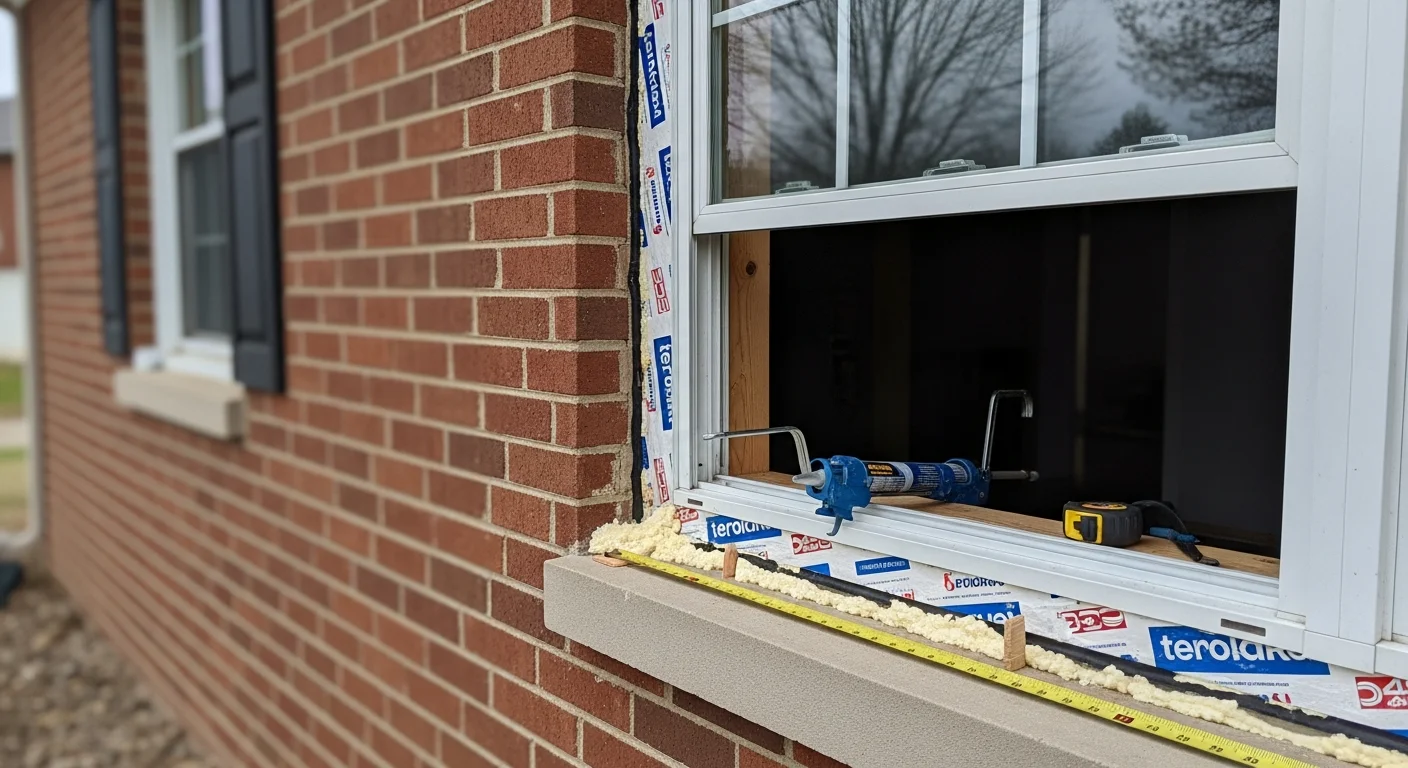 A freshly installed double-hung replacement window on the exterior of a single-family home in O'Fallon, Missouri, with clean trim lines and a tight frame seal. The surrounding siding shows no gaps or damage, reflecting a complete professional installation.
